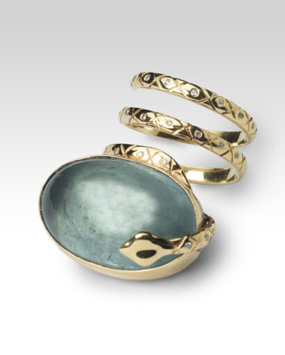 Φίδι Φρουρός σε δαχτυλίδι με Aquamarine Δαχτυλίδια Rings