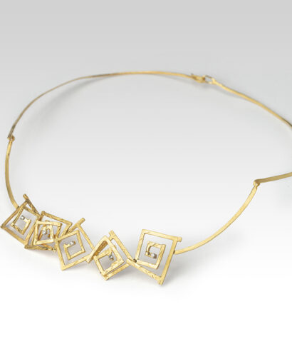 Meander 3D necklace with diamonds Contemporary Meander