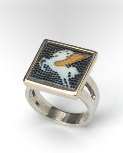 Pegasus micromosaic ring in silver Micromosaic Micromosaic