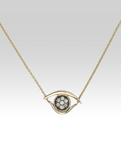 Eye necklace with blue or white diamonds Contemporary Diamond