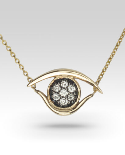 Eye necklace with blue or white diamonds Contemporary Diamond
