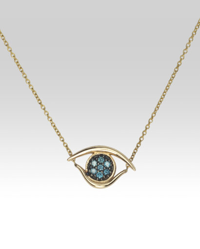 Eye necklace with blue or white diamonds Contemporary Diamond