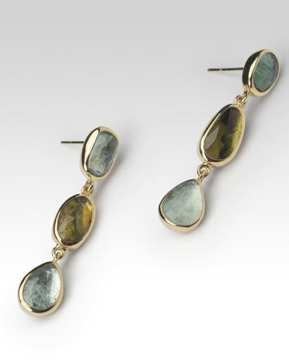 Tourmaline – Aquamarine gold earrings Contemporary Aquamarine