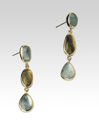 Tourmaline – Aquamarine gold earrings Contemporary Aquamarine