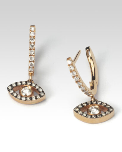 Διαμαντένια σκουλαρίκια Μάτι σε ροζ χρυσό Σκουλαρίκια Διαμάντι
