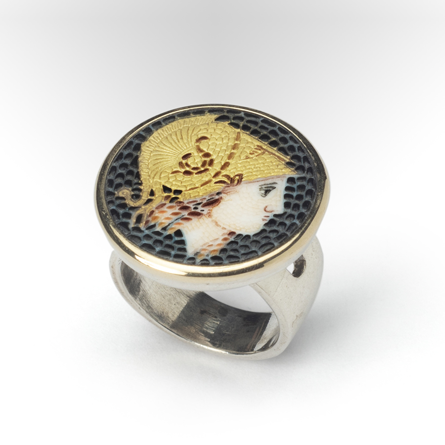 Athena micromosaic ring in silver Micromosaic Athena