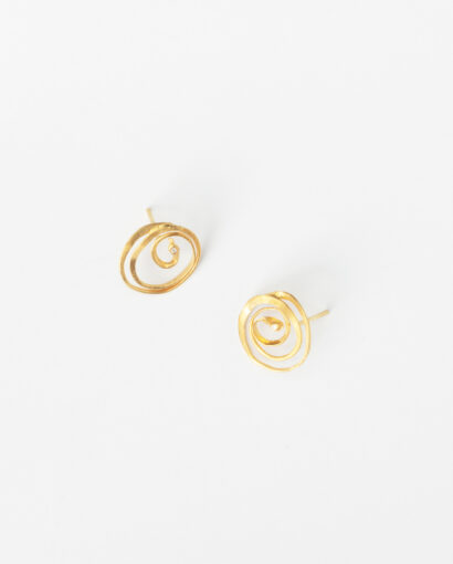 Gold spiral pearl earrings Contemporary Earrings