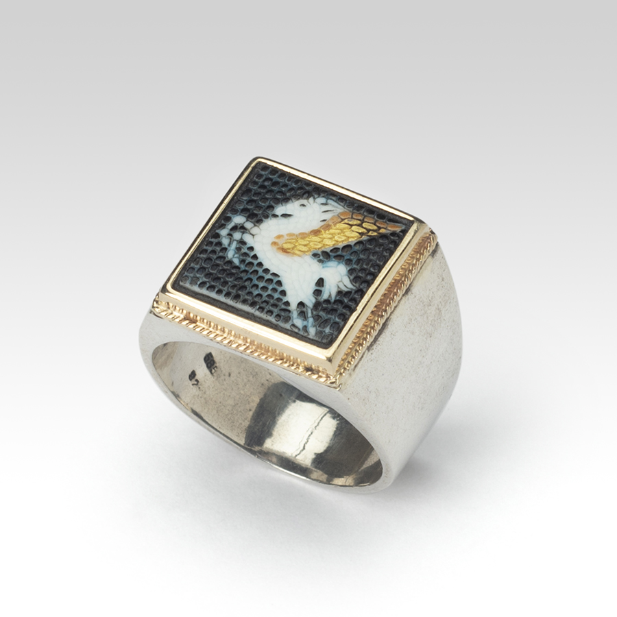 Μικρομωσαϊκό δαχτυλίδι Πήγασος σε ασήμι Δαχτυλίδια Pegasus