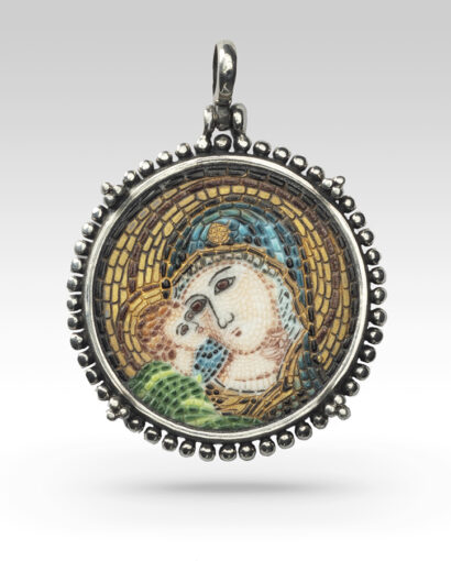 Virgin Mary and baby Jesus pendant Micromosaic Jesus