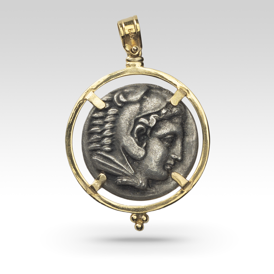 Hercules silver coin Micromosaic Hercules