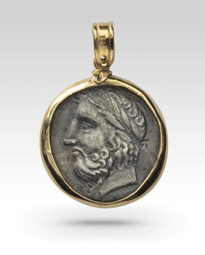 Jupiter silver coin pendant Micromosaic Jupiter