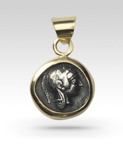 Athena silver coin pendant Micromosaic Athena