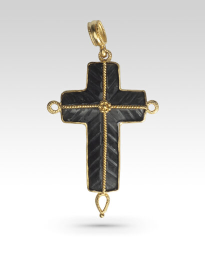 Obsidian engraved Byzantine cross Cross Cross