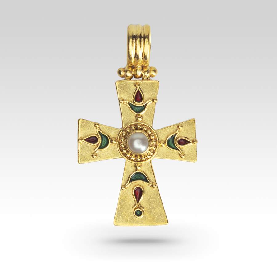 Βυζαντινός σταυρός από σμάλτο και με μαργαριτάρι Παραδοσιακό Σταυρός