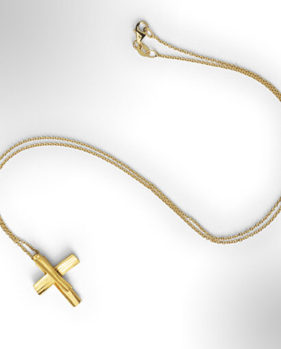 Hammered Cross with gold chain Contemporary Cross