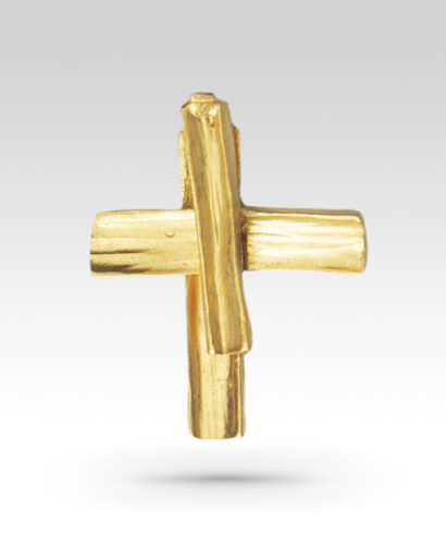 Hammered Cross with gold chain Contemporary Cross