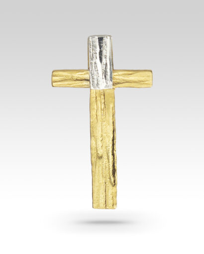 White and yellow gold Cross  Contemporary Cross