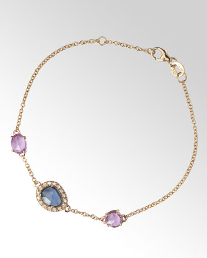 Βραχιόλι σε αφηρημένο σχέδιο με ροζ & μπλε ζαφείρι και διαμάντια Βραχιόλια Βραχιόλι