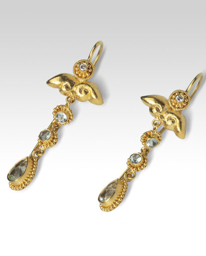 Σκουλαρίκια “Αγγέλων στάλες”  σε χρυσό Σκουλαρίκια Άκουαμαρίνα