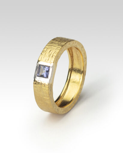 Hammered man’s Tanzanite ring Contemporary Rings