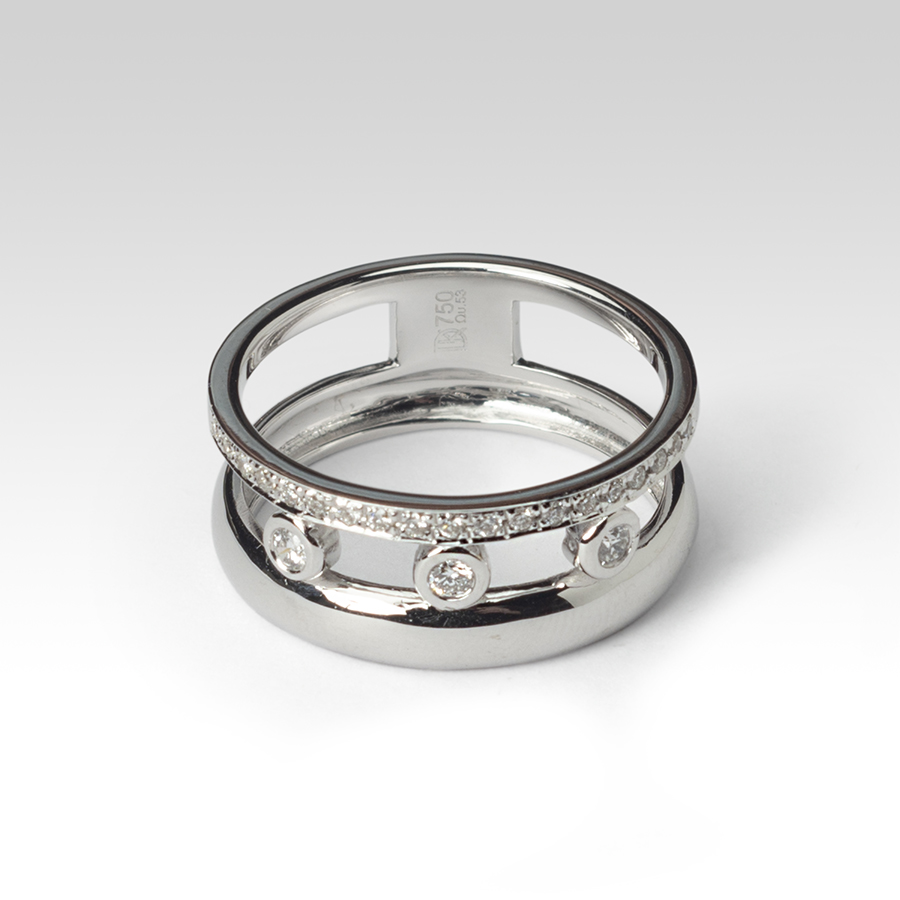 Διαμαντένιο δαχτυλίδι με δύο ζώνες σε λευκό χρυσό Δαχτυλίδια Δαχτυλίδι