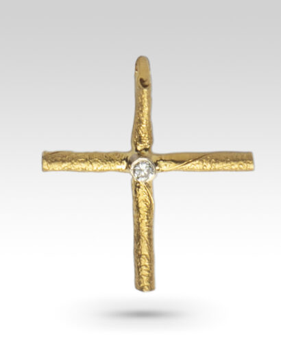 Cross with diamond and 14K gold chain Contemporary Cross