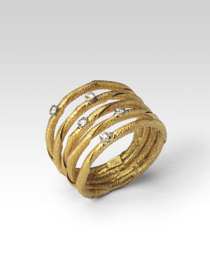 Five-band gold ring with diamonds Contemporary Diamond