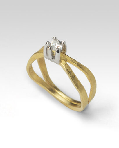 Hammered solitaire diamond ring Contemporary Diamond